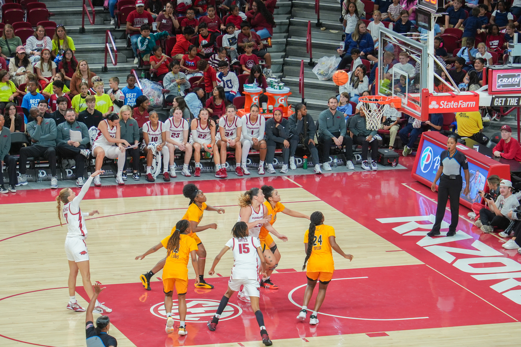 Bud Walton Arena was packed on Friday as more than 10,000 elementary students cheered on the Lady Razorbacks.
