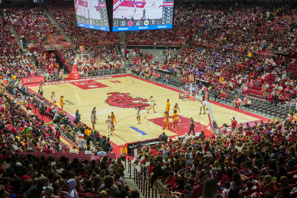 Bud Walton Arena was packed on Friday as more than 10,000 elementary students cheered on the Lady Razorbacks.