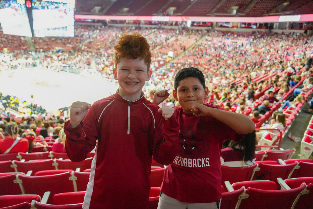 Bud Walton Arena was packed on Friday as more than 10,000 elementary students cheered on the Lady Razorbacks.
