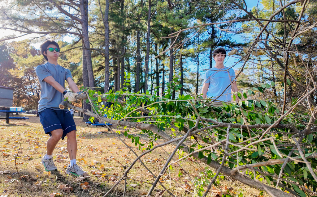 AP Environmental Science students from FHS spent the weekend advancing two student-led sustainability projects, including a new “No Mow” area in the FHS courtyard and ongoing invasive species removal at McNair.
