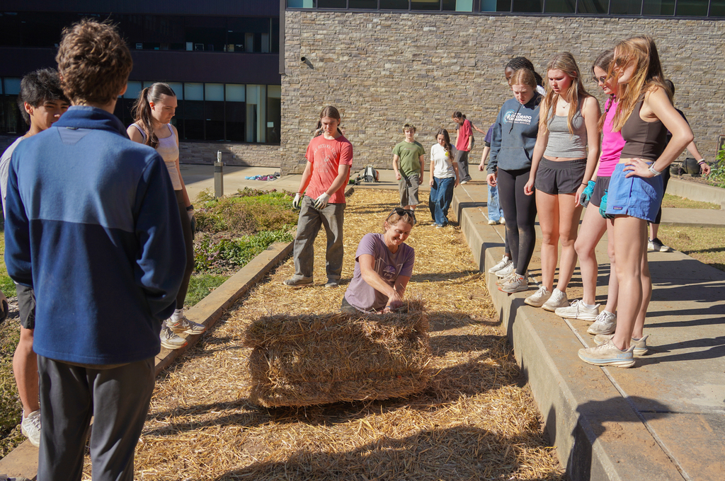 AP Environmental Science students from FHS spent the weekend advancing two student-led sustainability projects, including a new “No Mow” area in the FHS courtyard and ongoing invasive species removal at McNair.