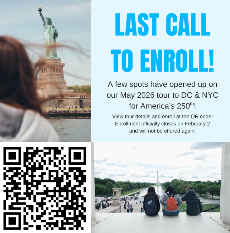 Last call to enroll in DC NYC trip with QR code