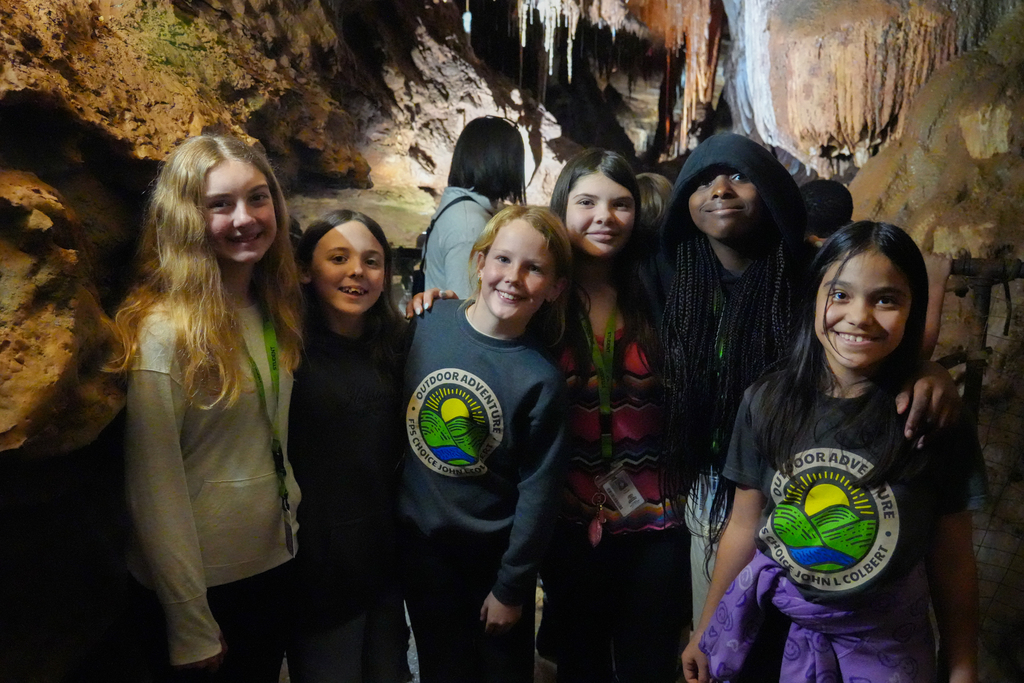  John L Colbert Middle School Outdoor Adventure students explored Cosmic Caverns near Berryville, diving into geology and cave formation during a guided tour.
