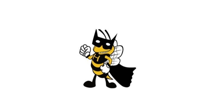Hornet Mascot Stinger Dressed as Superhero