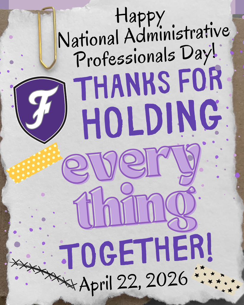 A card celebrates National Administrative Professionals Day with purple text and a purple shield logo. Dated April 22, 2026.