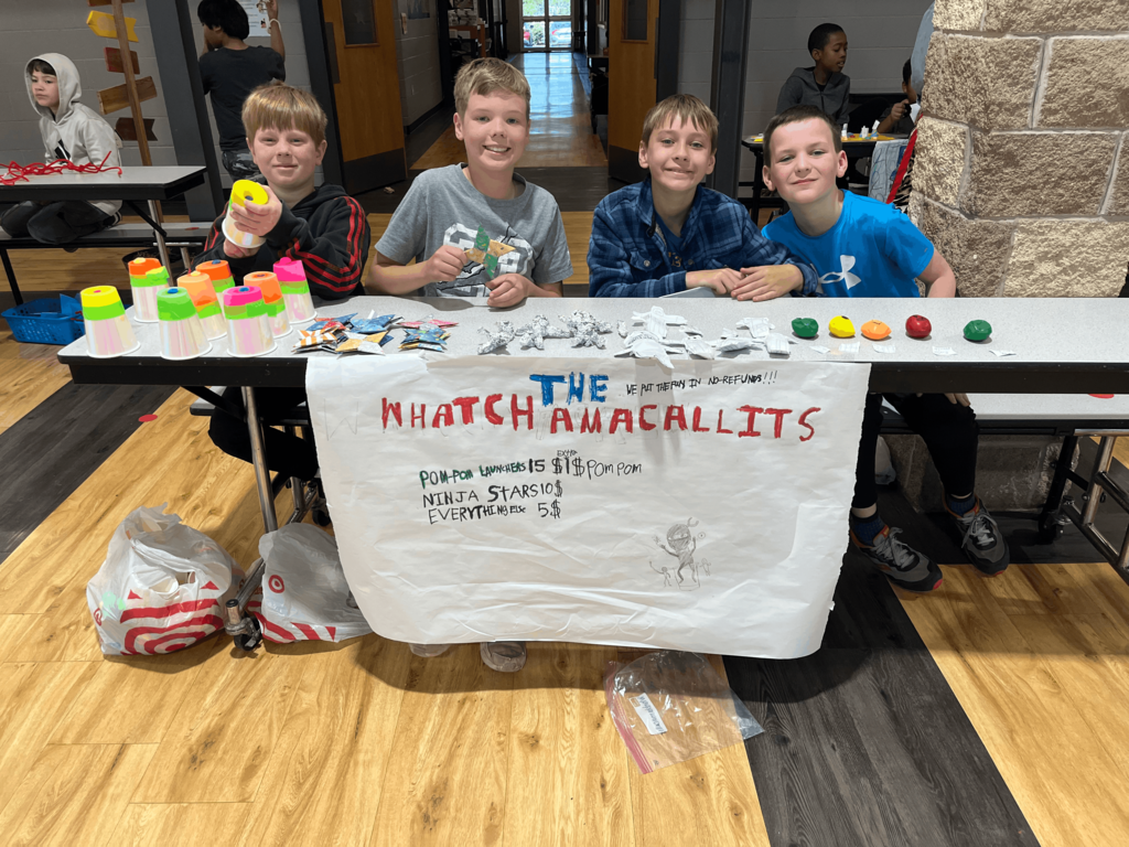4th Grade Students at their product booth