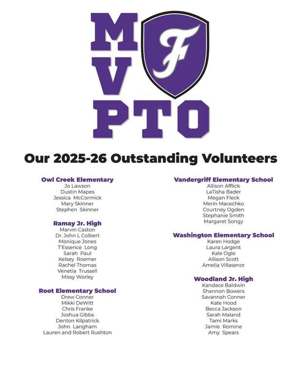 List of 2025-26 Outstanding Volunteers