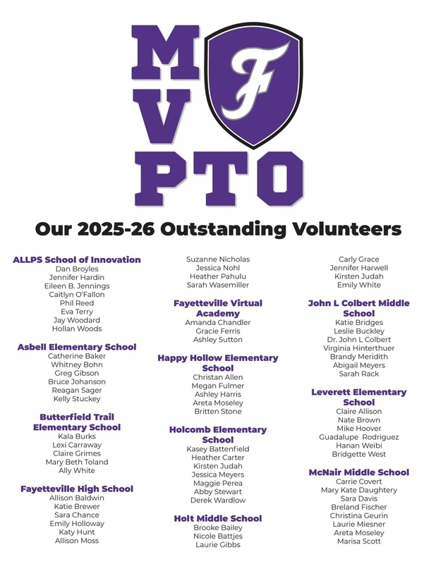 List of 2025-26 Outstanding Volunteers