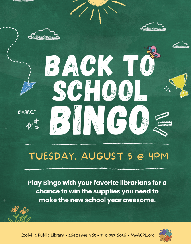 Coolville Public Library Back to School Bingo