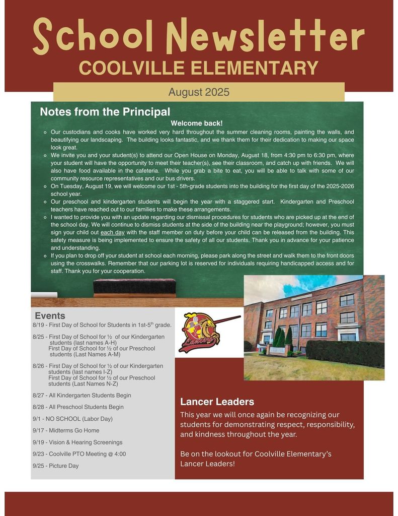 Coolville Elementary School Newsletter August 2025