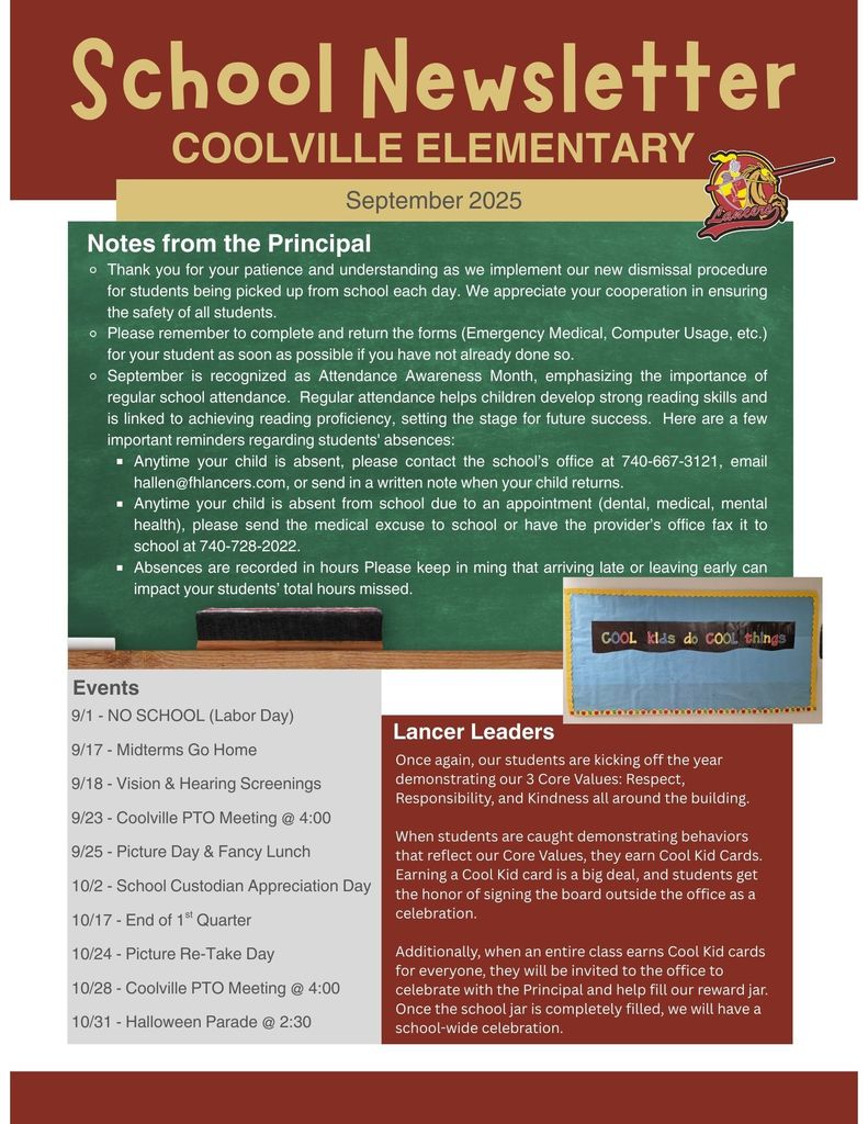 Coolville Elementary Newsletter for September 2025