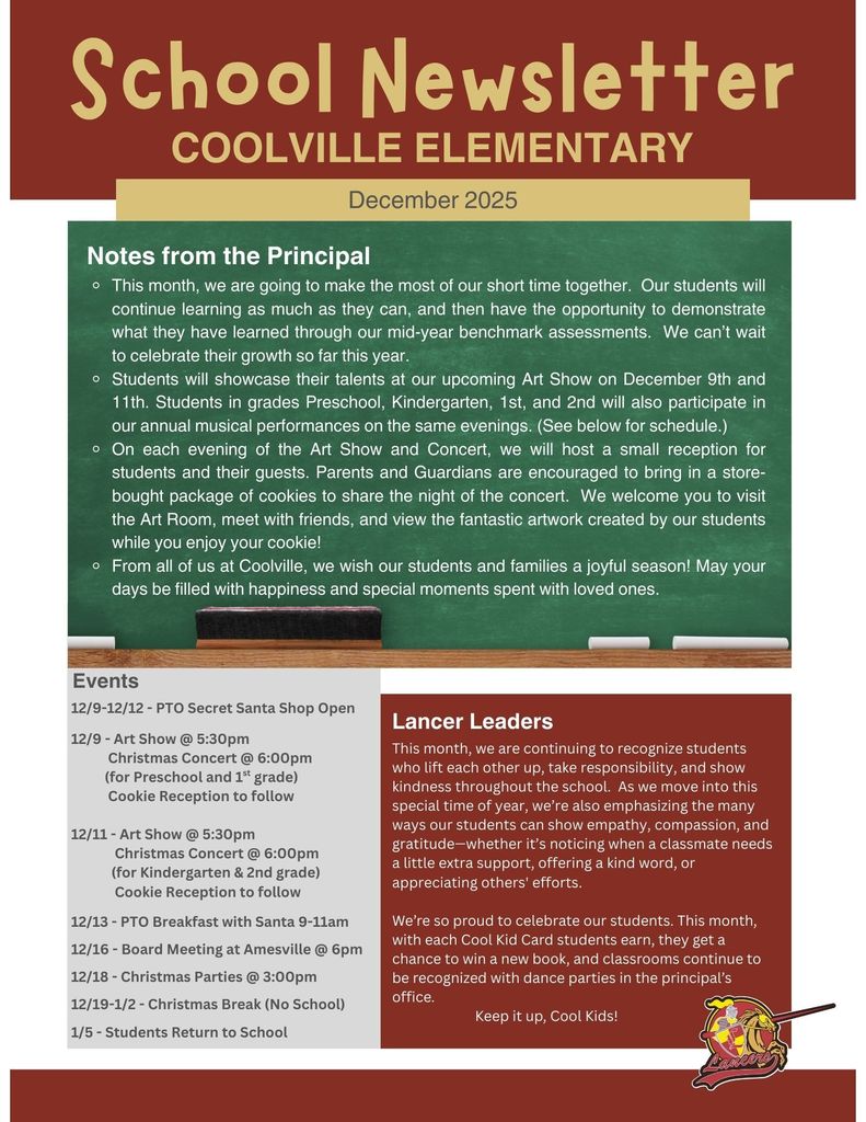 Coolville Elementary School Newsletter for December