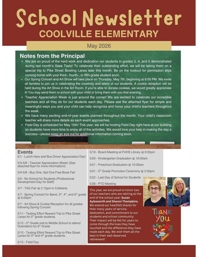 Coolville Elementary School Newsletter for May