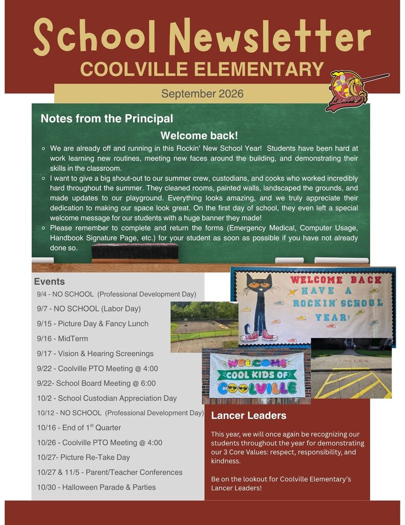 Coolville Elementary School Newsletter - September 2026