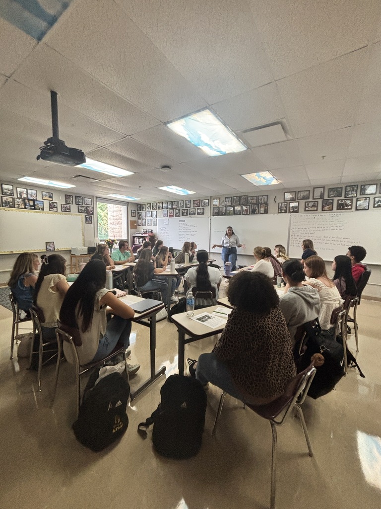 Students listening to a presentation.