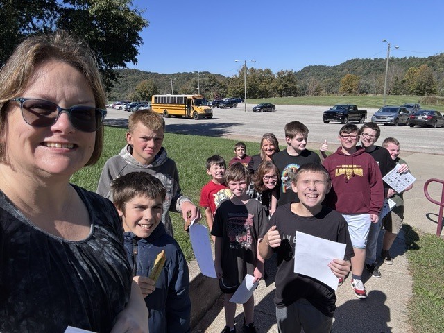 Students on a scavenger hunt.