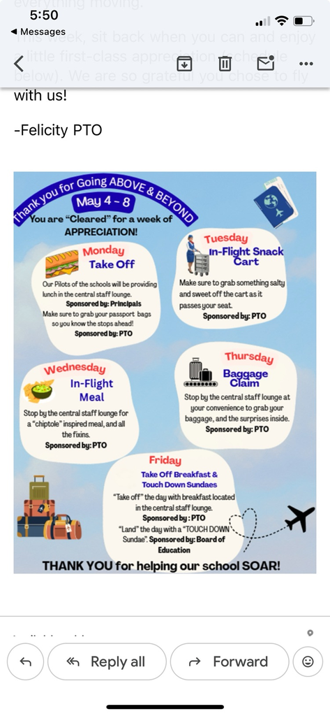 Thanks Admins and PTO and our Union for treating us so great this week! 