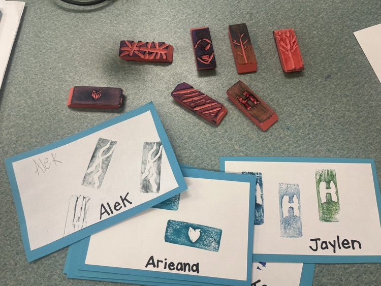 6th grade carved stamps!