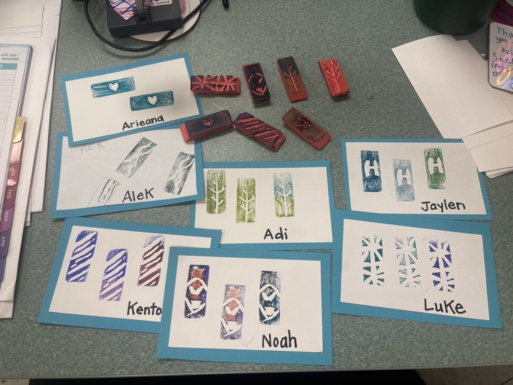 6th grade carved stamps!