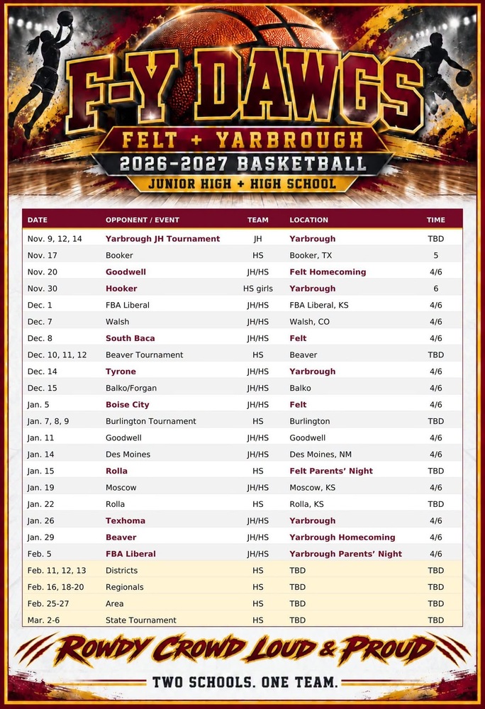 JH/HS BASKETBALL SCHEDULE 26-27