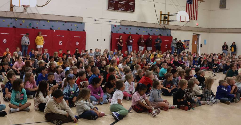 students listen at Fennimore Friday in gym
