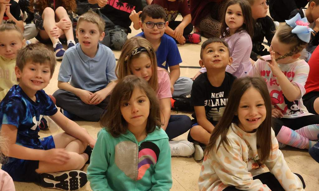 students listen at Fennimore Friday in gym