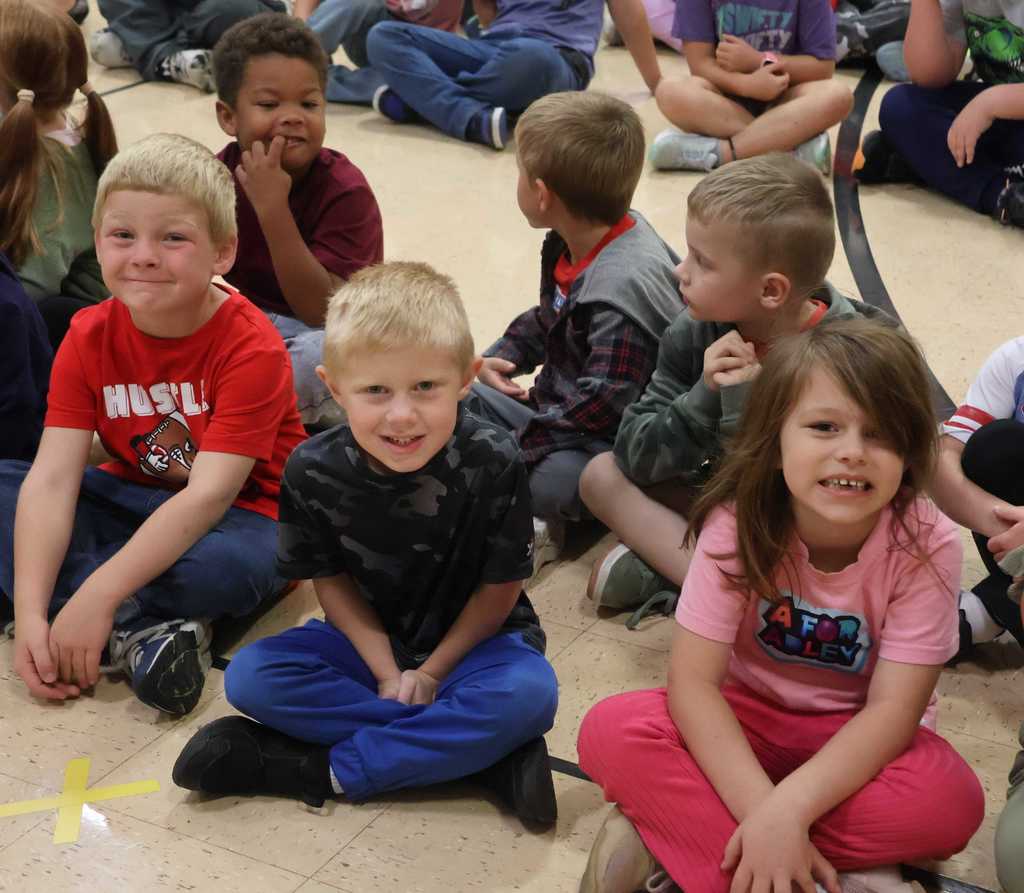 students listen at Fennimore Friday in gym