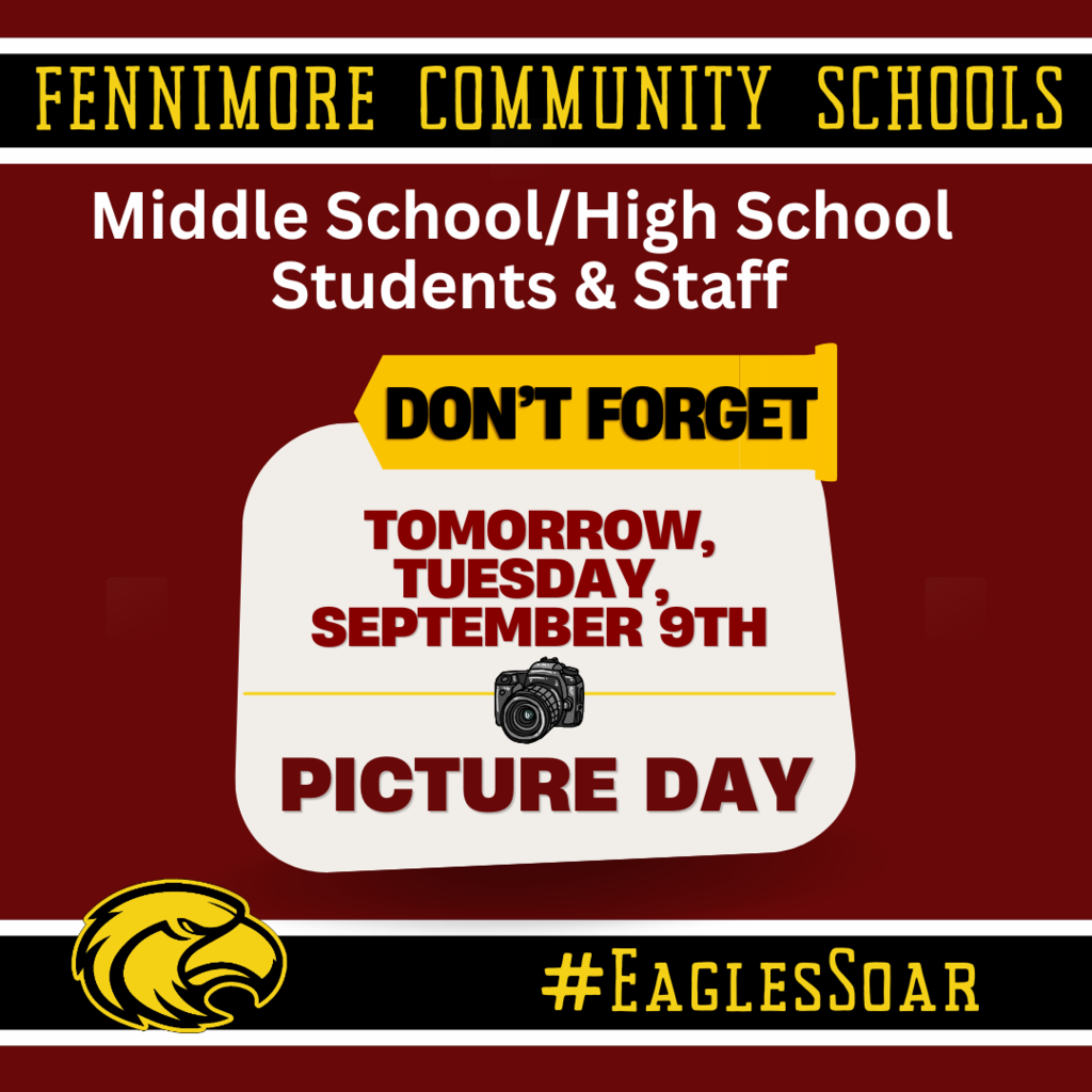Tuesday september 9th is picture day for ms/hs students