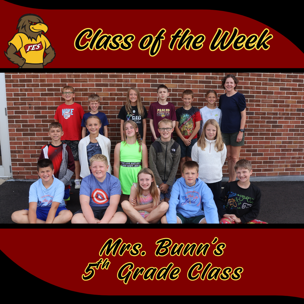 class of the week - Mrs. Bunn's 5th grade class with a phot of the entire class
