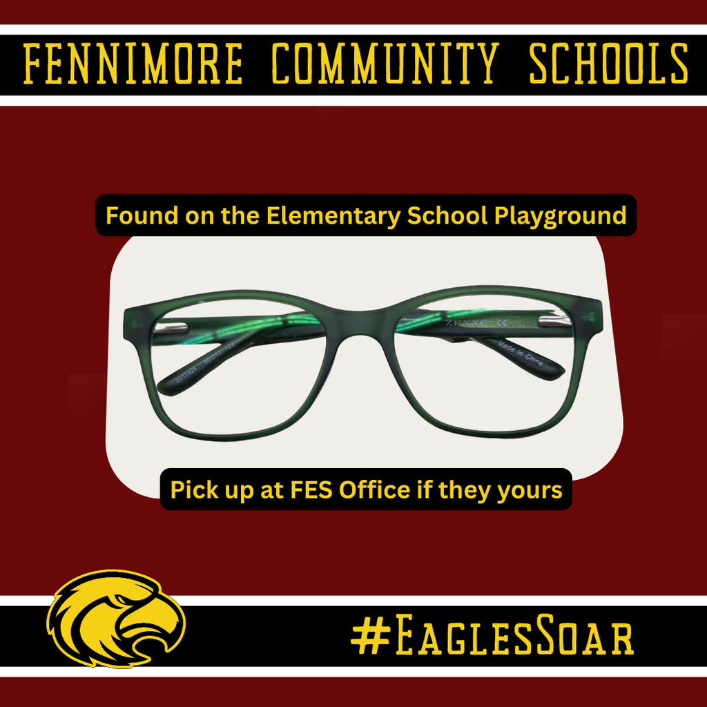 pair of black and green rimmed glasses found at FES playground, pick up at school office if yours