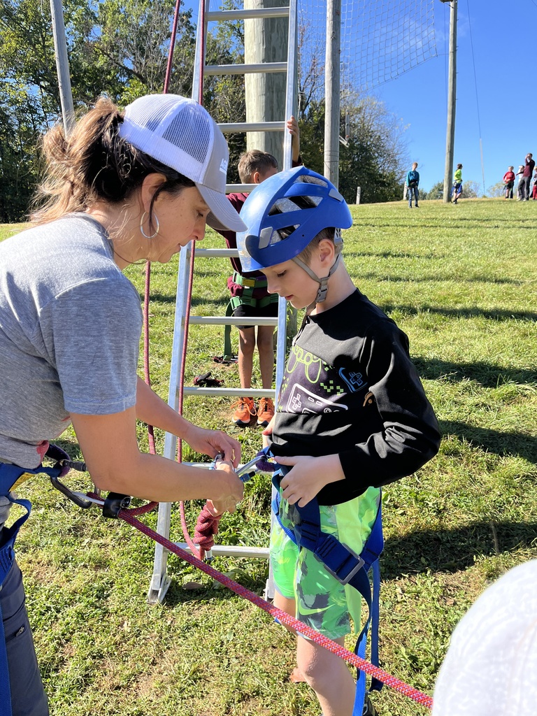 a student gets ready to zip line at bethel horizons