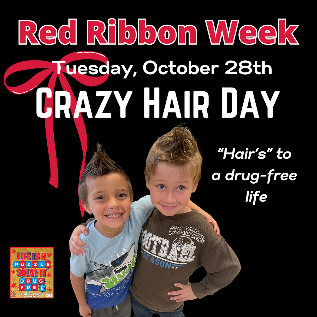 hairs to a drug free life- crazy hair day on Tuesday October 28th with 2 boys in a picture with crazy hair