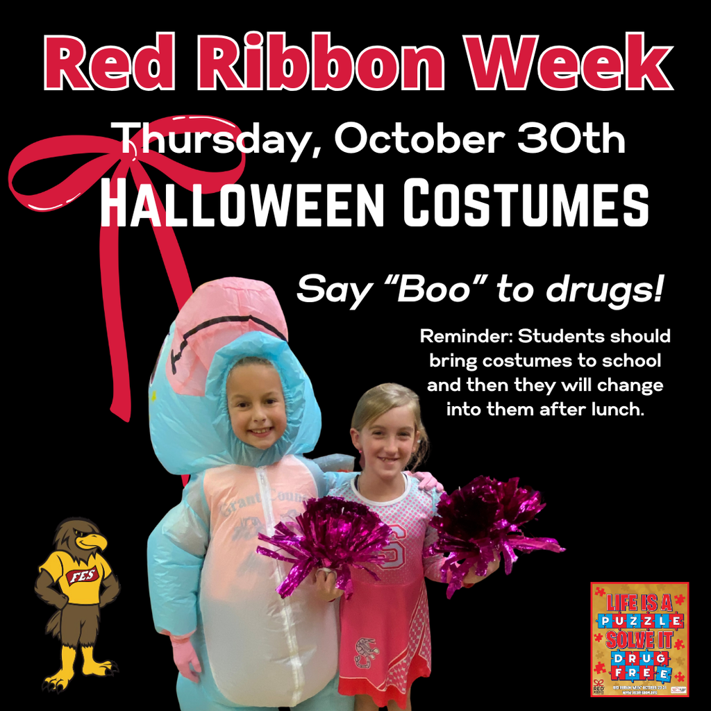 halloween dress up day for RRW - Say Boo to Drugs with 2 students pictured in their costumes