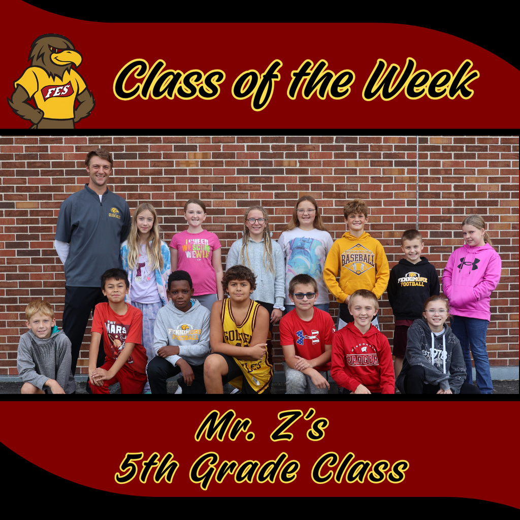 Class of the week- Mr Z's class with a class picture outside against the brick wall