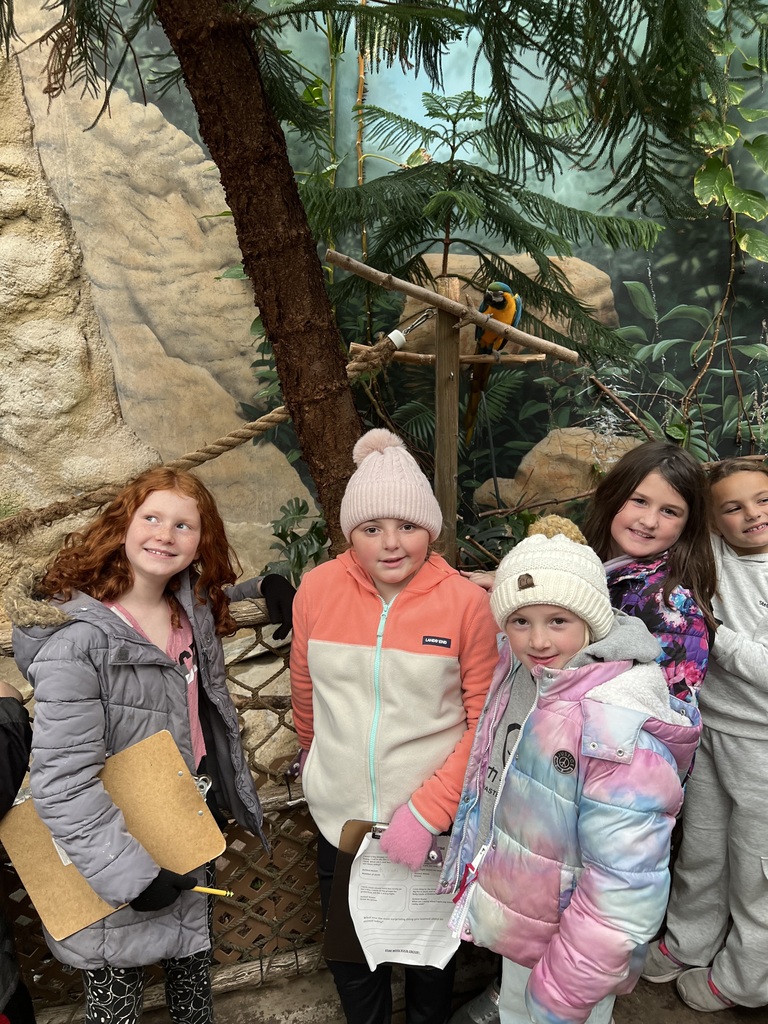 students in the aviary exhibit at the zoo