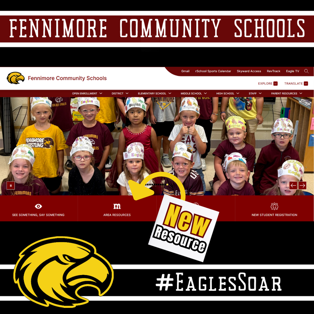 a picture of the front of our website indicating there is a new resource available showing area food banks, and other resources