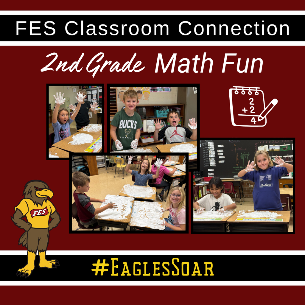 2nd graders math shaving cream addition collage of pictures