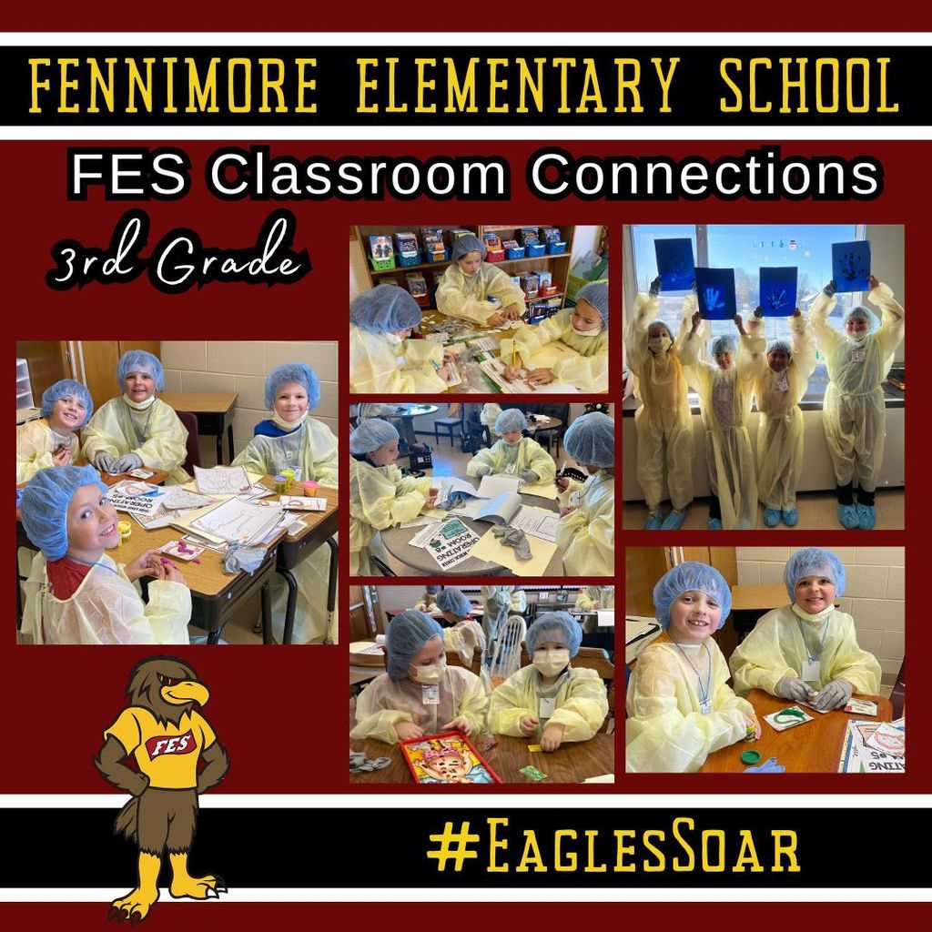 a collage of pictures from 3rd grade's dressed as doctors to finish off their unit on the human body