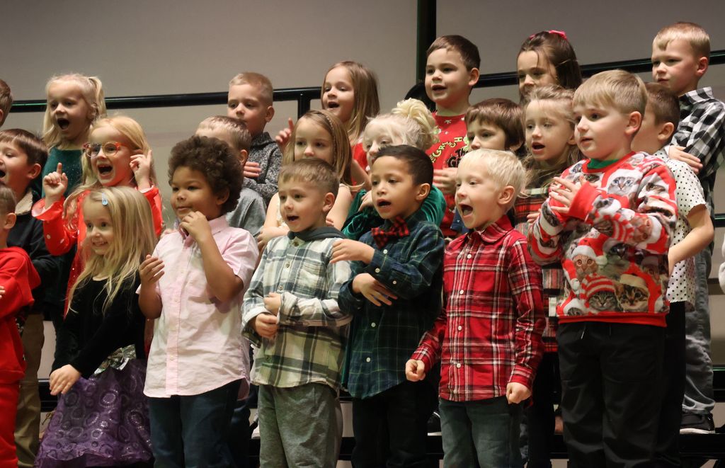 Kindergarten students sing at their concert