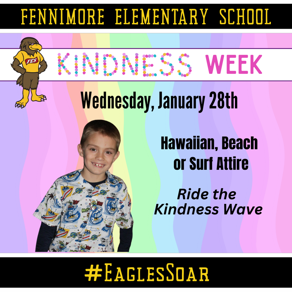 Kindness week continues - with Wednesday 1/28 being hawaiian beach or surf attire