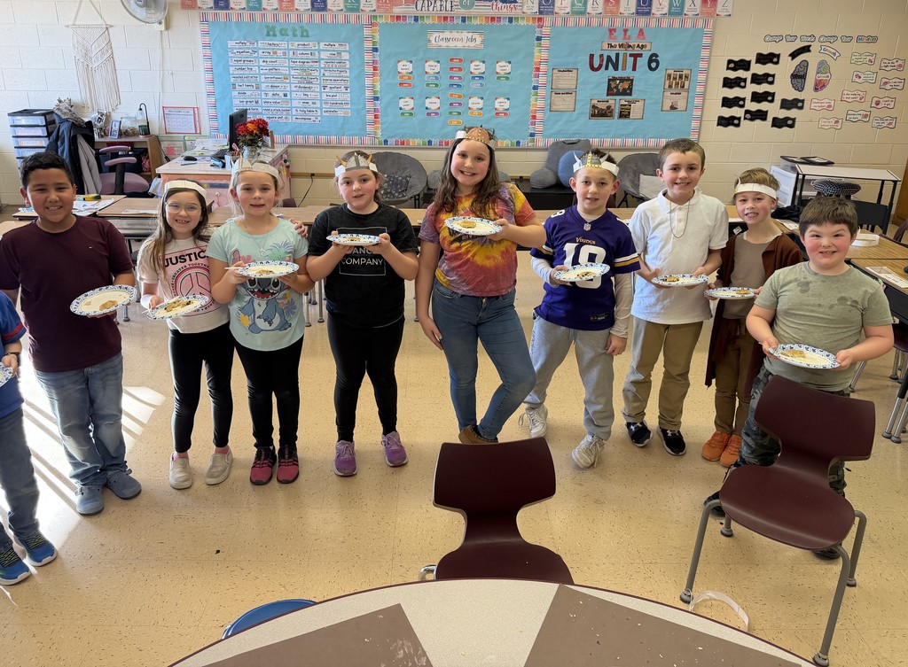 students have their viking cakes on a plate ready to eat