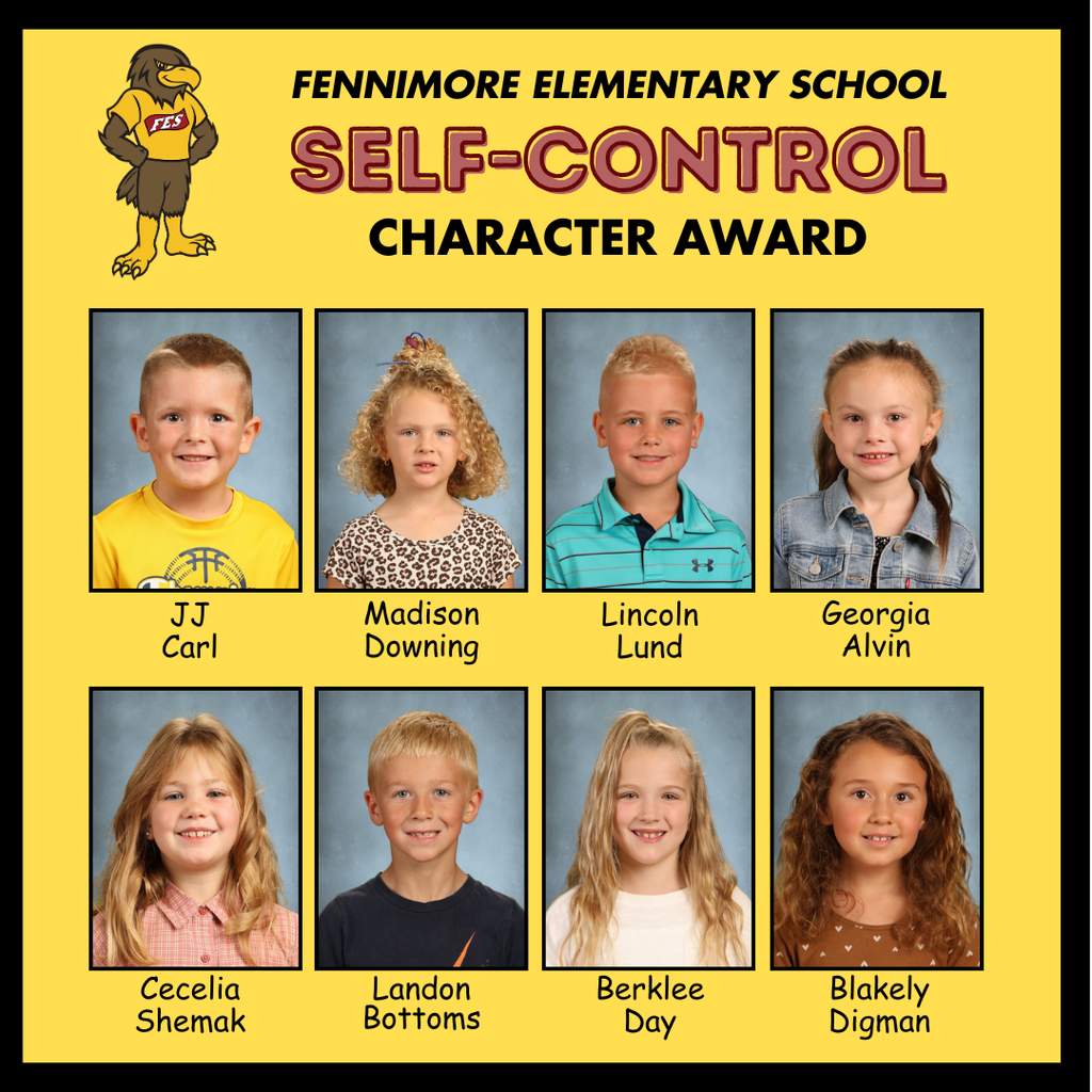 a collage of students who were self control pbis award winners for February