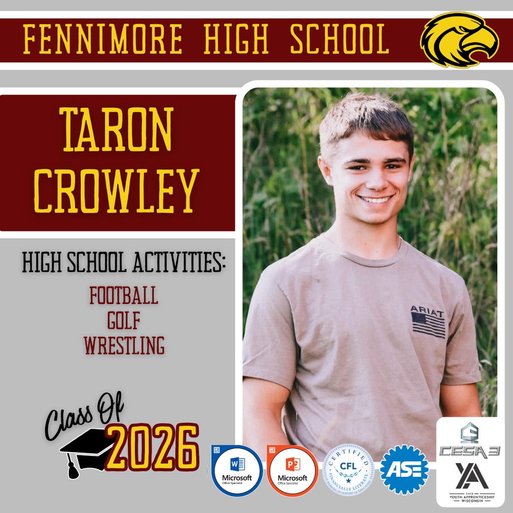 Congratulations to the Class of 2026! Your dedication, involvement, and service to our school and community have left a lasting impact. We wish you nothing but the best as you take your next steps and soar confidently into the future. Be sure to check back every day at 7am and Noon for our next Senior Spotlight. #EaglePride #EaglesSoar