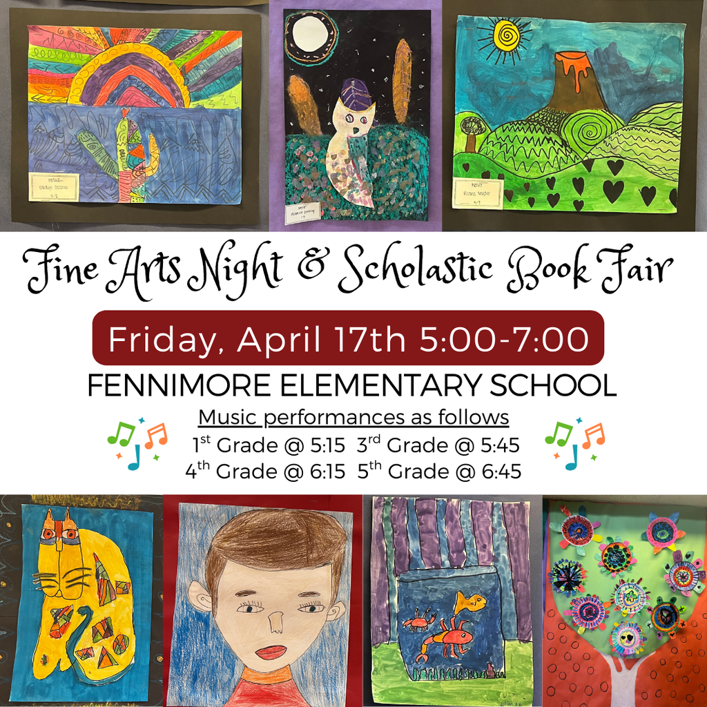 fine arts night and book fair coming up on Friday, April  17