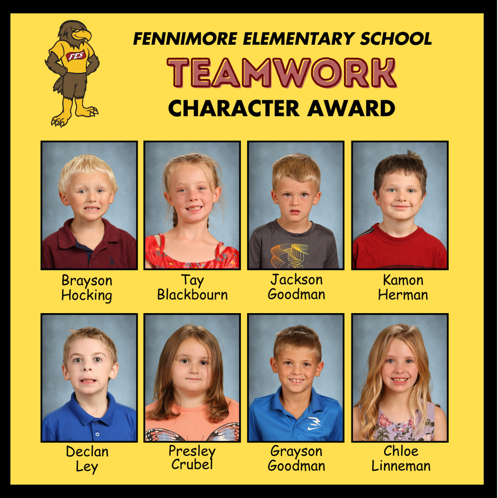 PBIS teamwork award winners collage of 8 student pics