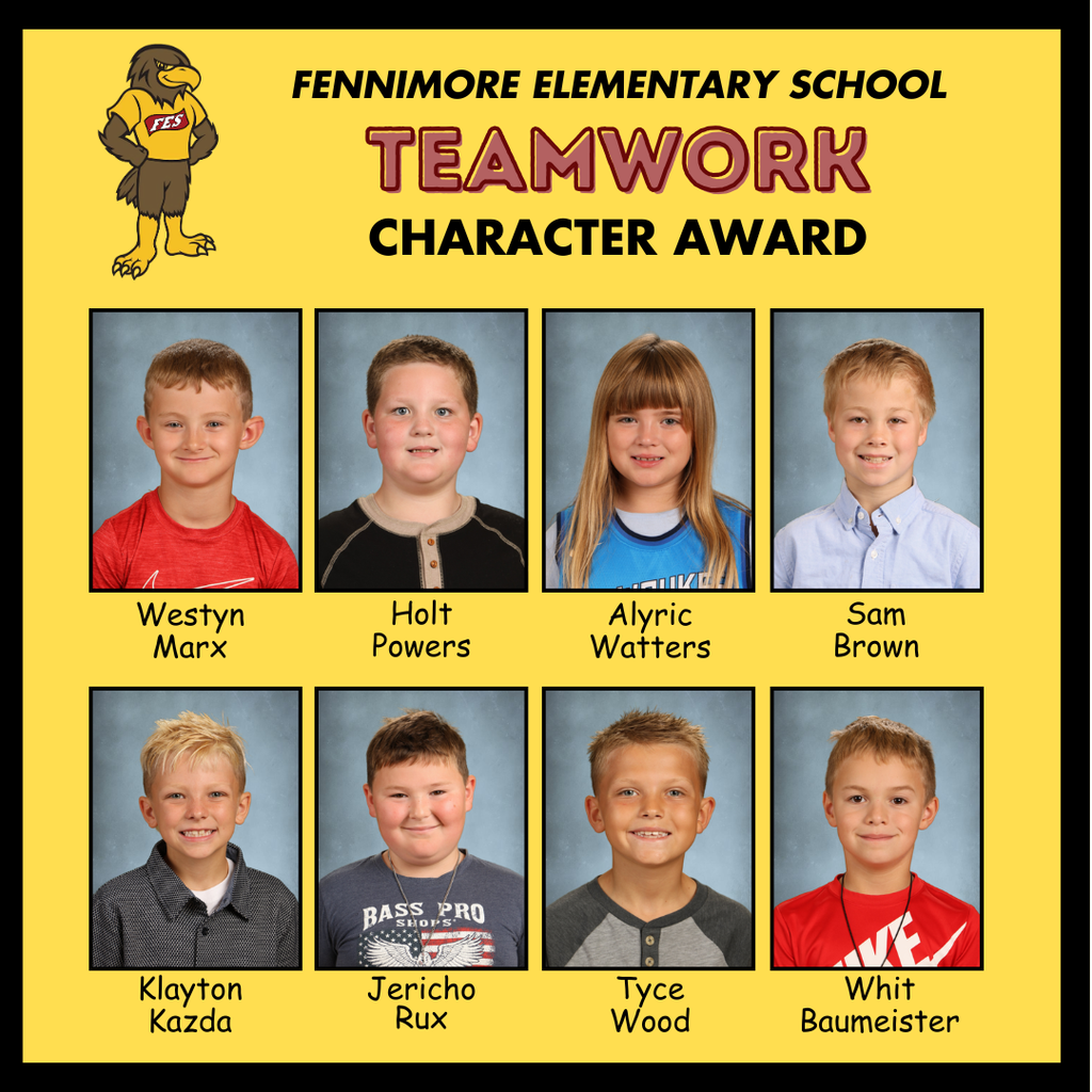 PBIS teamwork award winners collage of 8 student pics