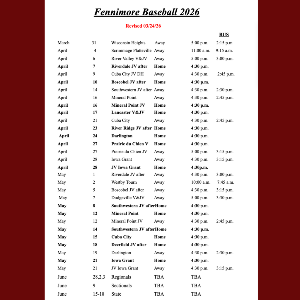 baseball schedule