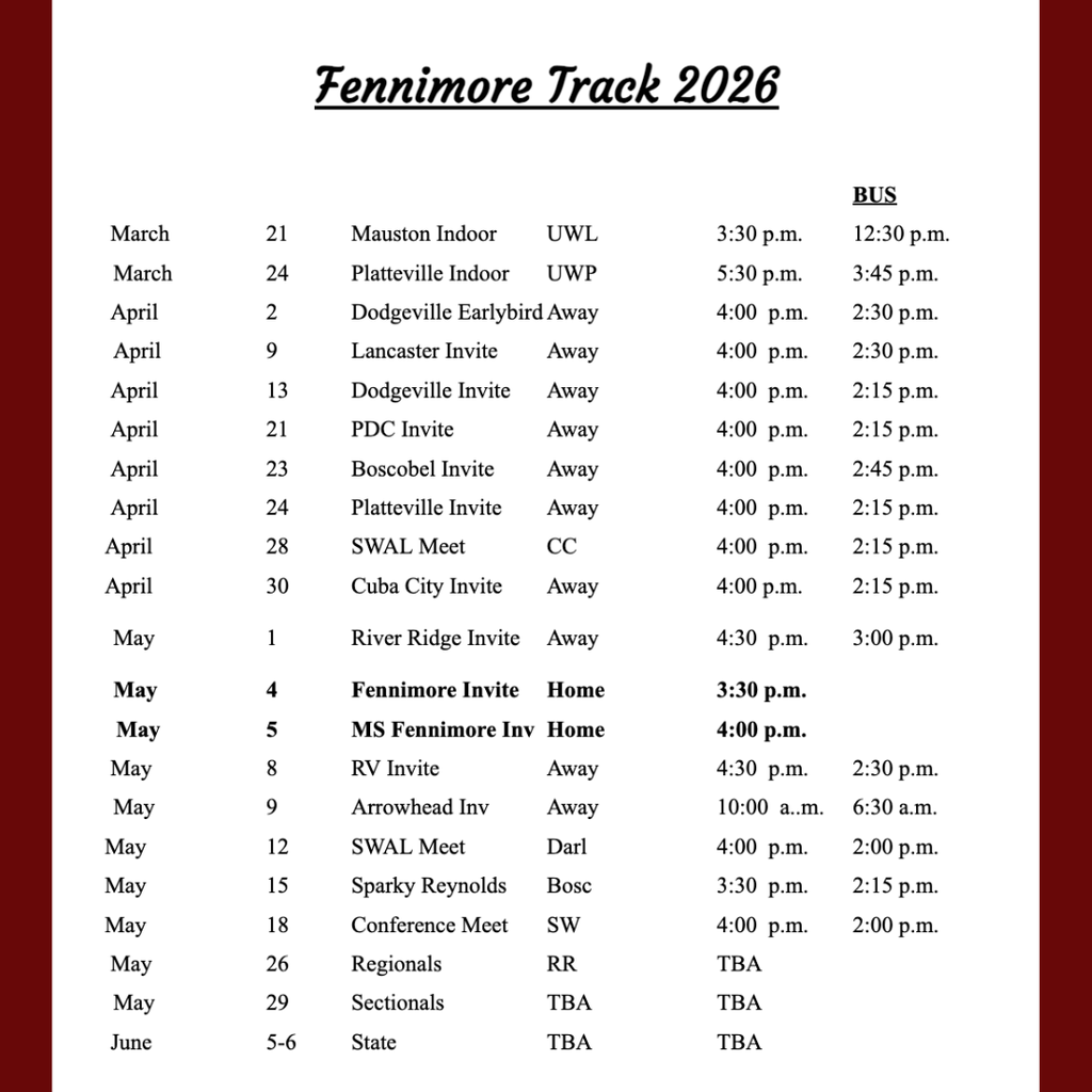 track and field schedule
