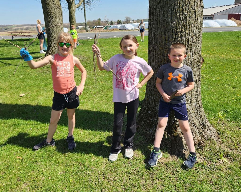 students pick up sticks at Marsden park