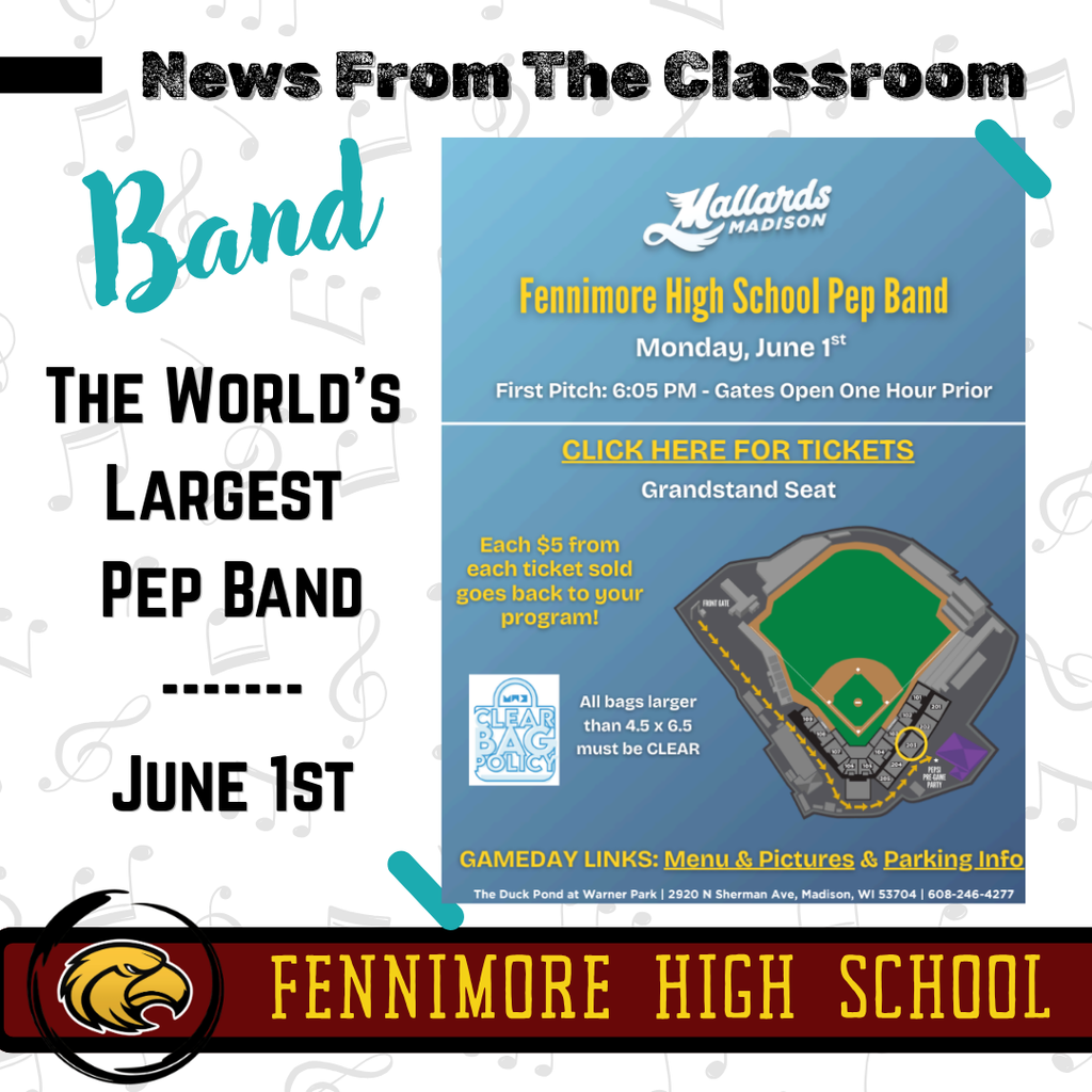 World's Largest Pep Band on June 1st at Madison Mallards Game
